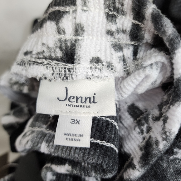 Jenni Intimates Sleepwear Top & Pants 2pc Set Black Tie Dye Size 3X 22/24 NWT - Picture 9 of 15